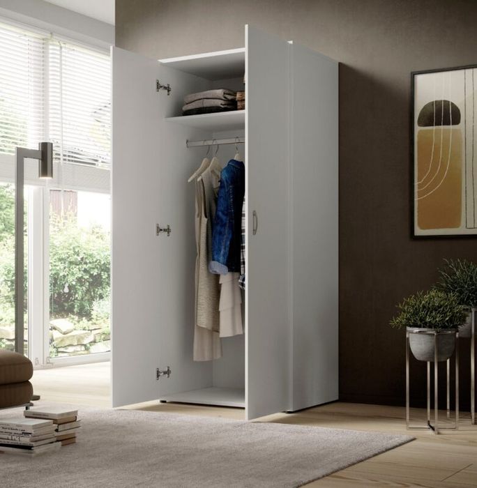 Dulap cu doua usi , Alb , 80 cm latime