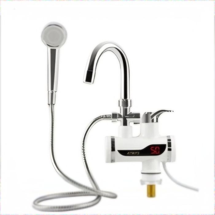 Електрически проточен водонагревател - смесителна батерия и душ слушал