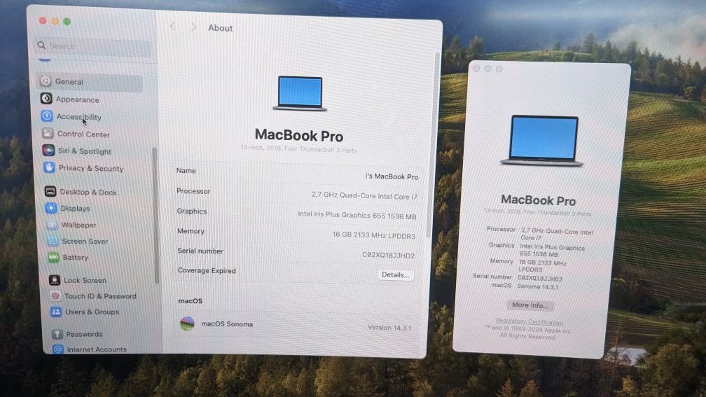 MacBook pro 13 i7 8-gen