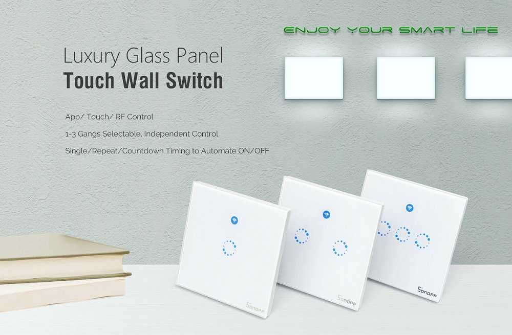 Comutator tactil de lumină de perete Sonoff T1 UE Smart WiFi RF / APP