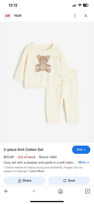 Compleu H&M marimea 74 dar merge mai mult