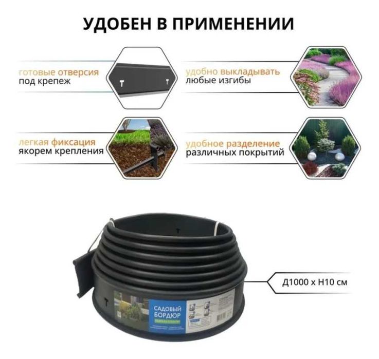 Садовый бордюр GIDROLICA COUNTRY — 10 метров