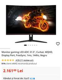 Monitor gaming LED AOC 31.5" Curbat