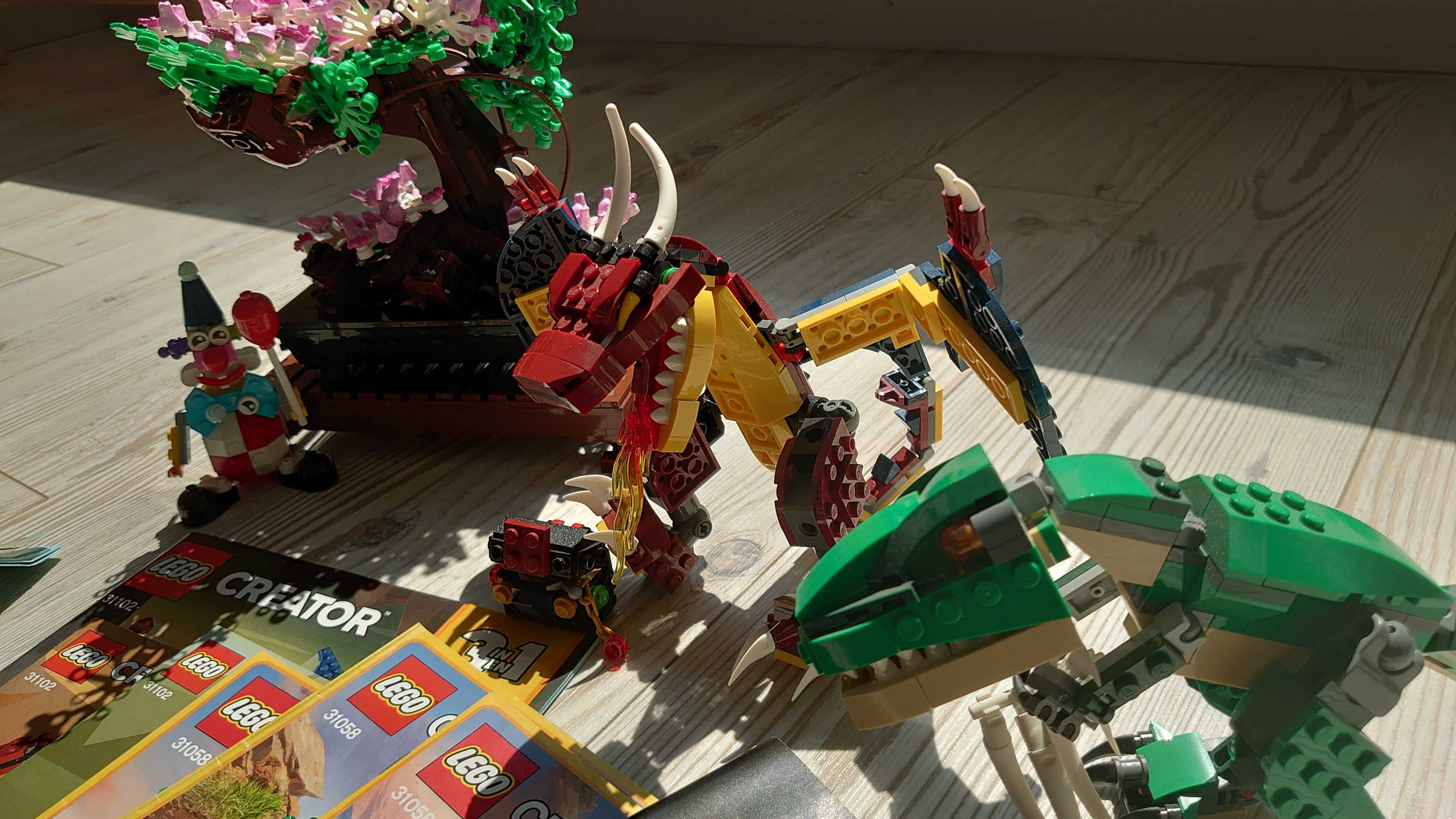 [construite] 4x Seturi Lego - dinozaur, dragon, bonsai, ducati, clovn