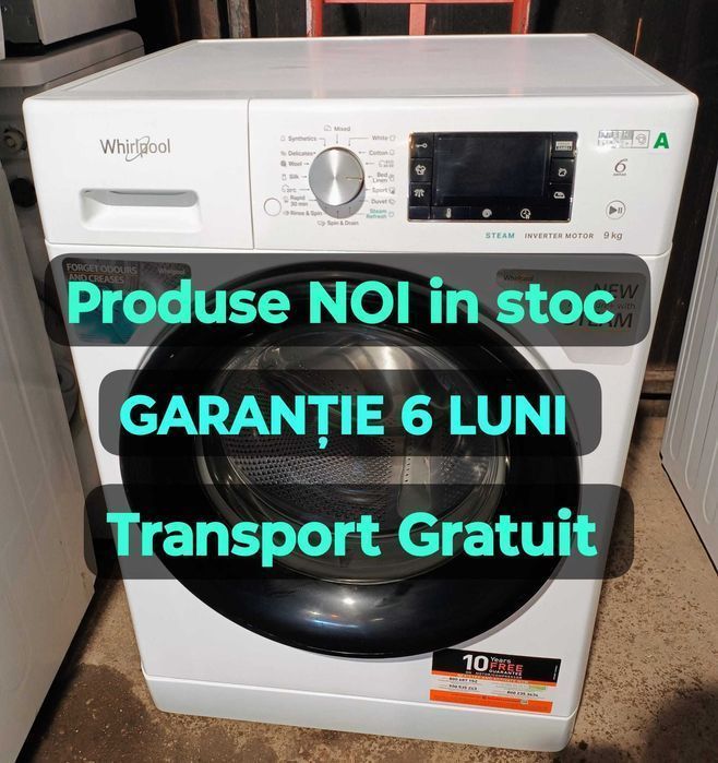 1️⃣ Mașină de spălat rufe – Garanție 6 luni + Transport Gratuit!