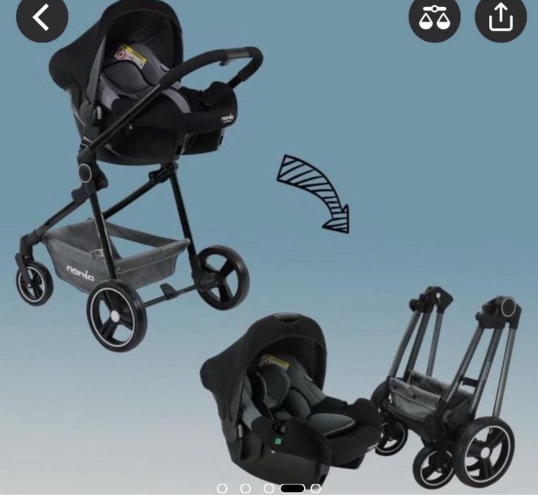 Carucior 3 in 1 Nania Giulia + Scoica auto pt bebe 0-6 luni