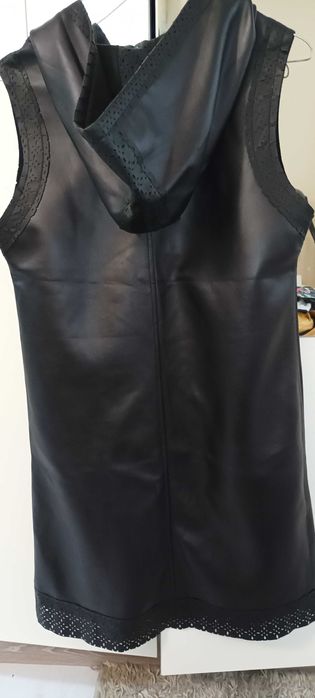 Кожена туника-рокля с качулка