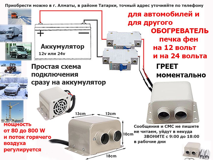 ОБОГРЕВАТЕЛЬ для автомобиля доп. авто-печка-фен электро-автономная на