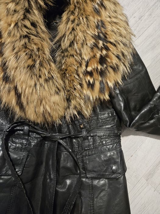 Кожено яке с яка от естествен косъм