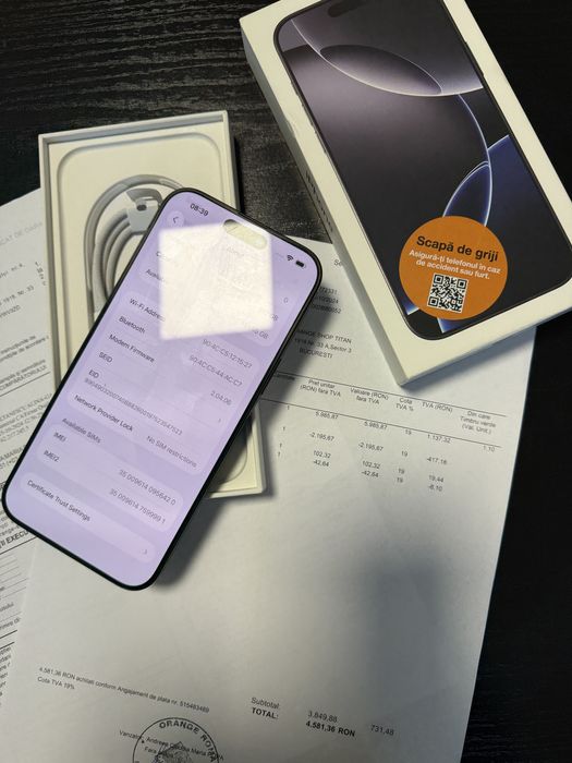 iPh 16 Pro Max 512gb Negru Impecabil Factura Garantie 2ani Neverlock