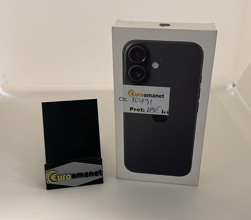 Telefon mobil Apple iPhone 16, 128GB, 5G, Black ( Sigilat ) -A-