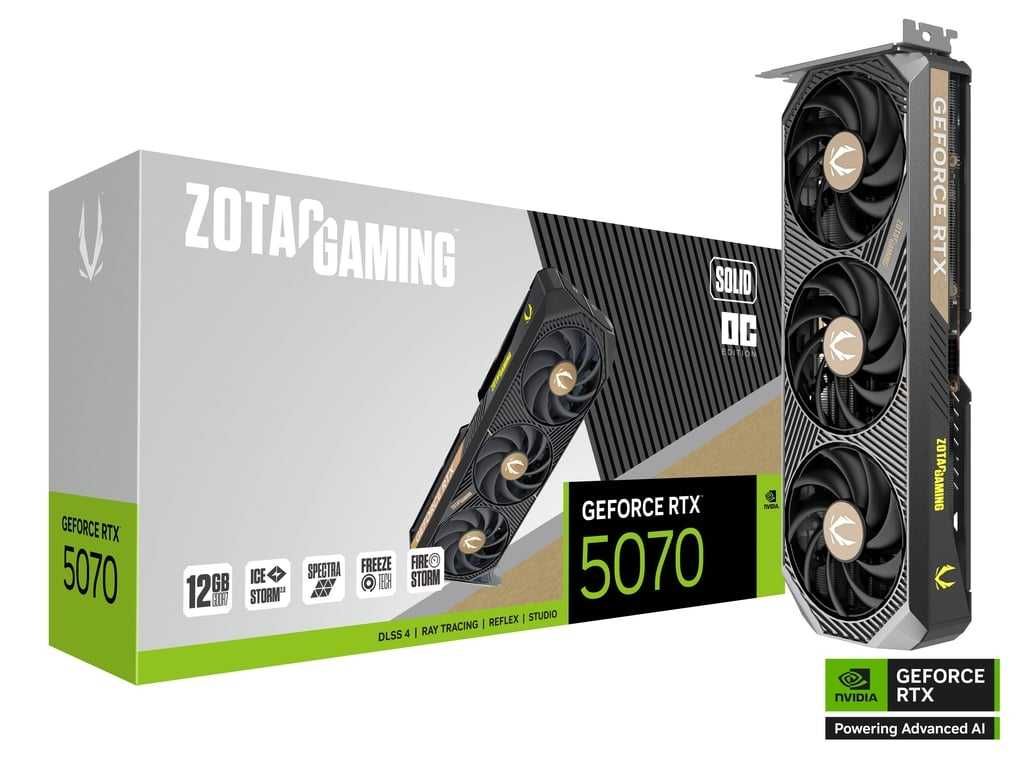 Видеокарта ZOTAC RTX 5070, SOLID OC, 12 Гб, GDDR7