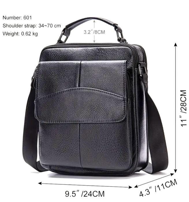 -20%Промоция•Традиционна и Делова мъжка чанта/Премиум черна ест. кожа!