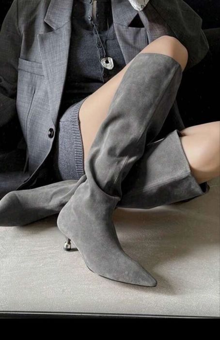 Сиви дамски ботуши