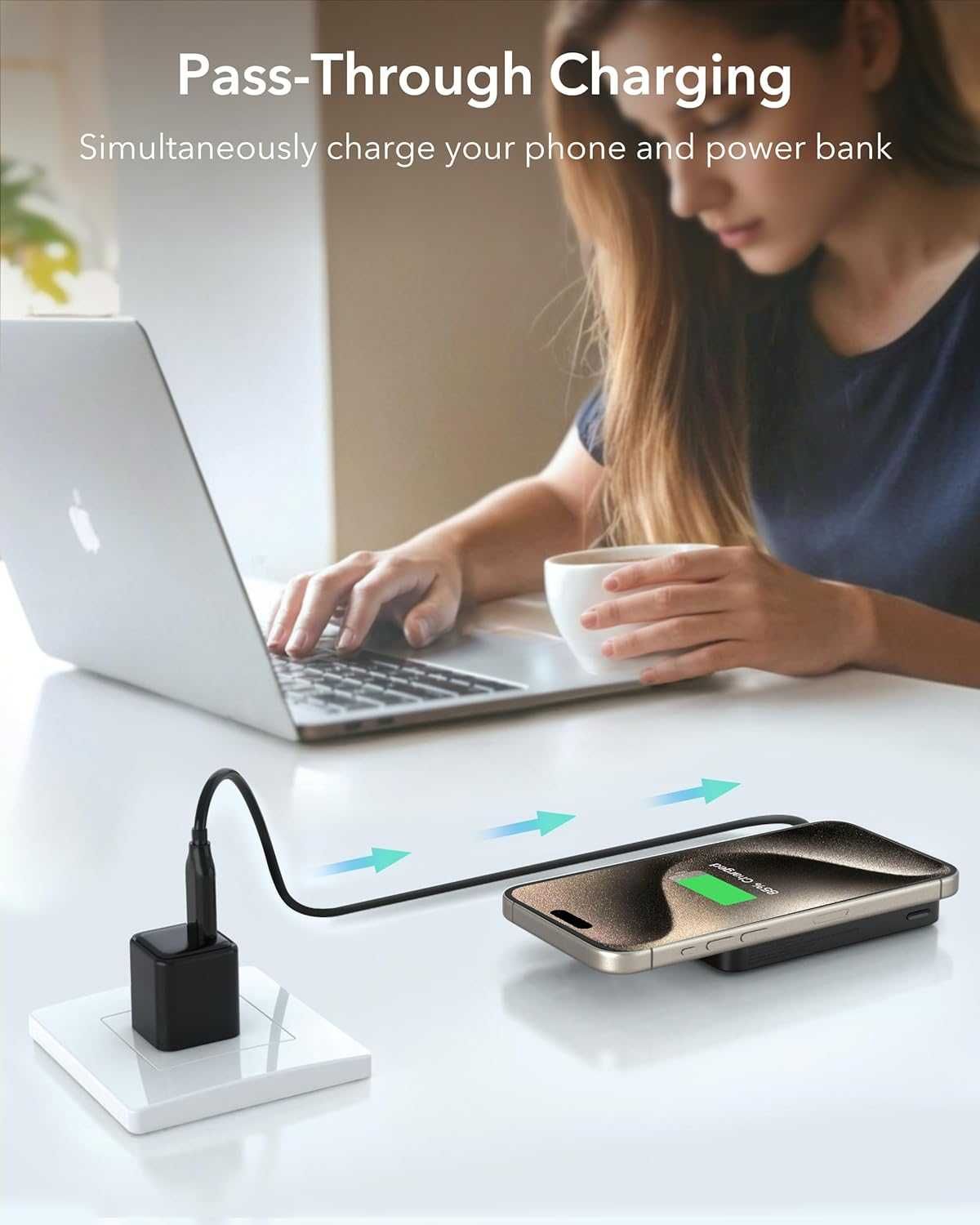 Външна батерия ESR HaloLock MagSafe с USB-C кабел, 10 000 mAh