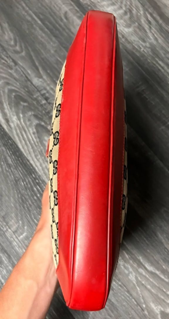GUCCI оригинална чанта кожа и плат монограм GG