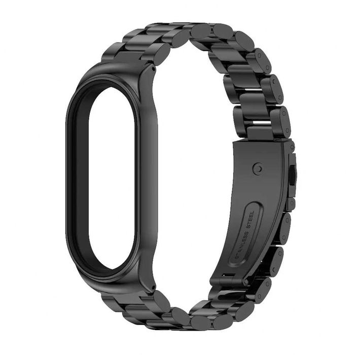 Curea metalica bratara fitness Xiaomi Mi Band 7, negru / argintiu