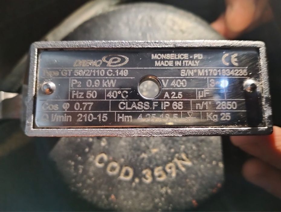 Pompa submersibilă Dreno GT 50/2/110 C.149 – 400V, 0.9kW