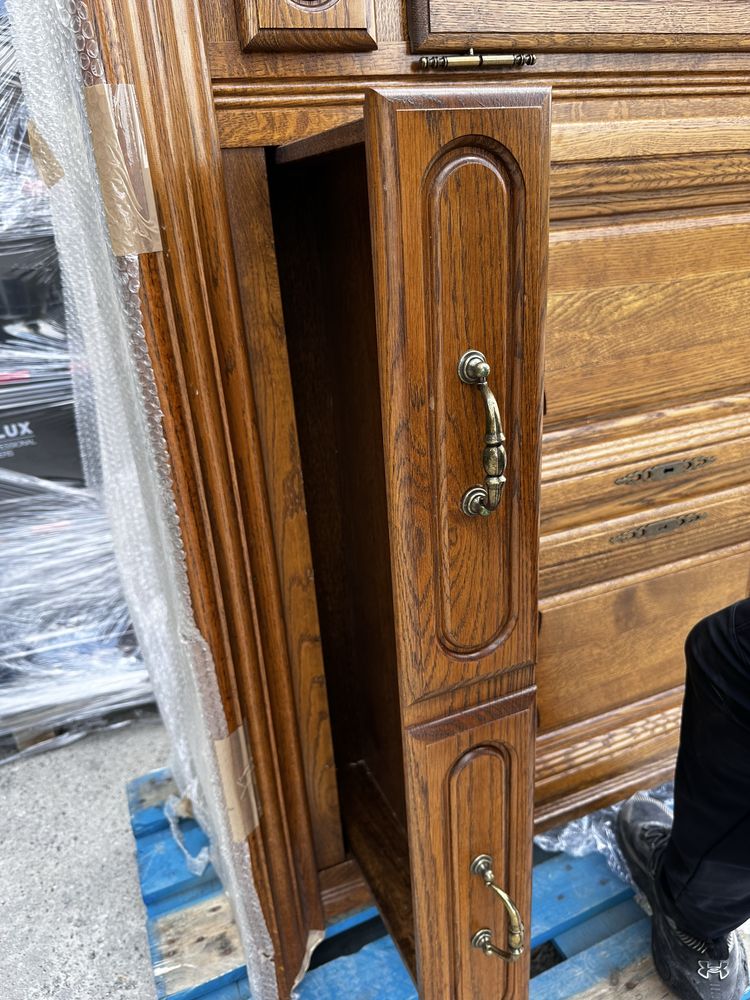 Портманто със закачалка и огледало от масив – 105х80х186 см