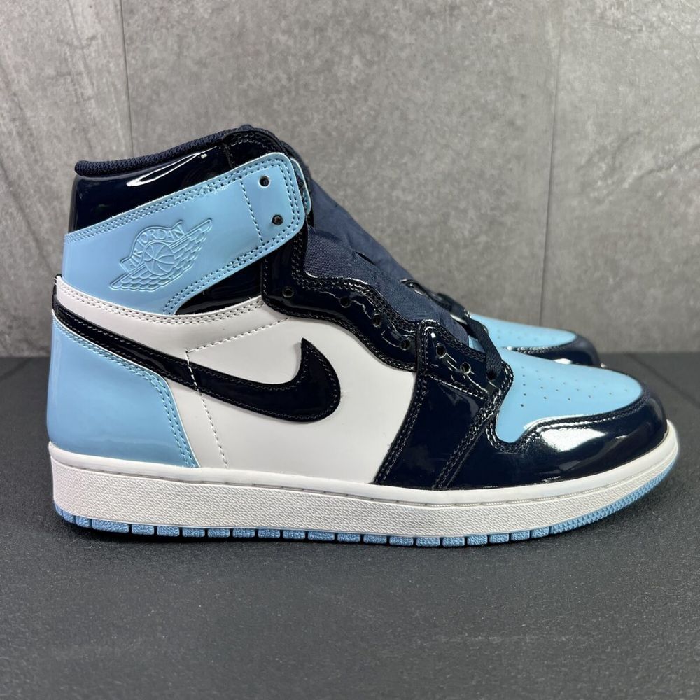 Jordan 1 Patent bred lether blue