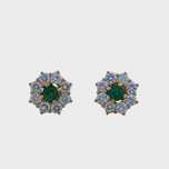 Cercei din aur galben 18k cu smaralde si diamante-cod 8770, 8772