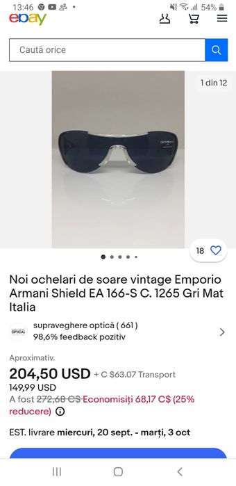 Emporio Armani Ochelari de soare Vintage Unisex transport gratuit