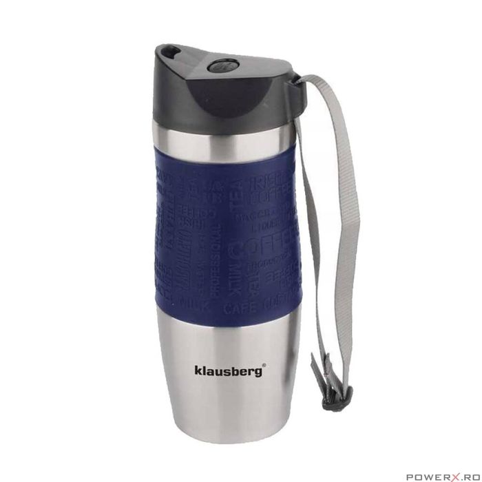 Termos din inox, albastru, capacitate 380ml, Klausberg