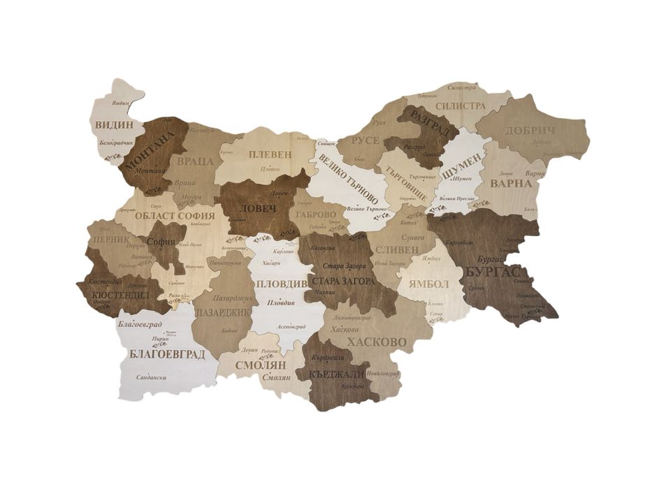 Карта на България от дърво