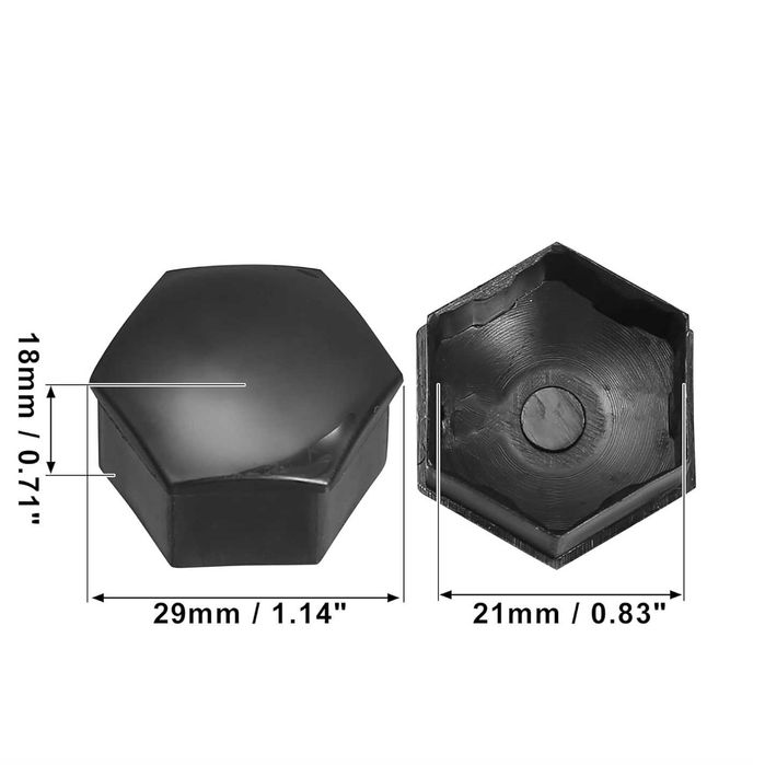 Комплект Капачки за болтове на джантите 21 мм - ЧЕРНИ 20бр.