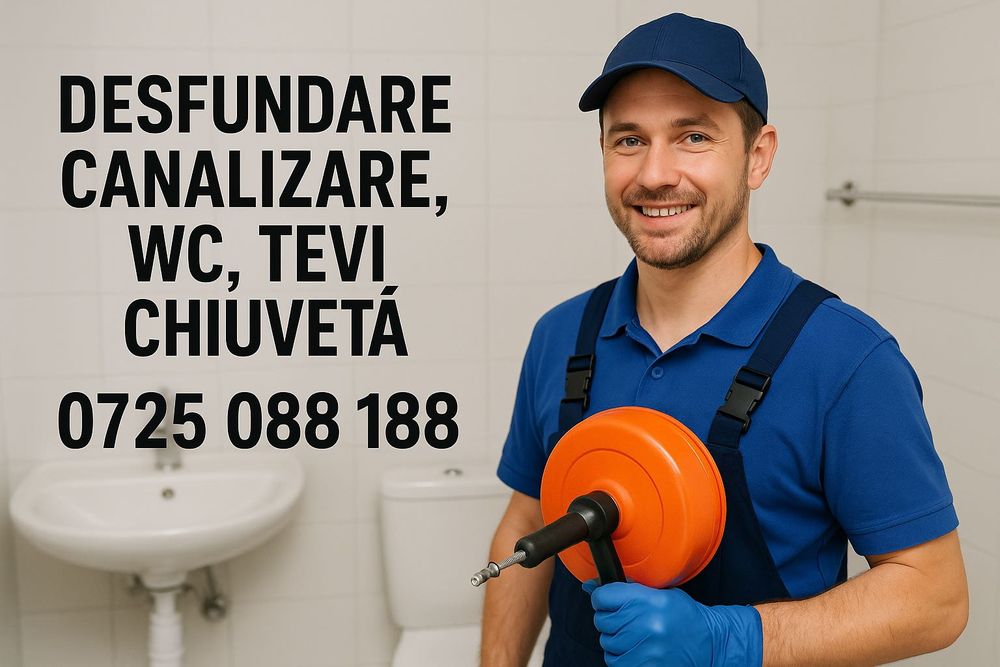 Servicii profesionale desfundare canalizare, țevi, WC și chiuveta