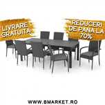 Set mobilier gradina/terasa 8 scaune si masa 205 x 90 Negru