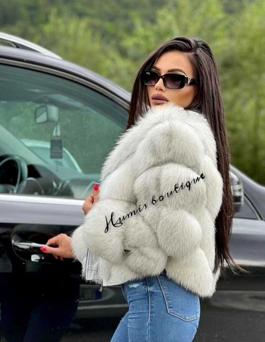 Палто с естествен косъм 2в1