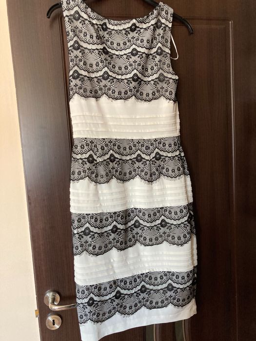 Rochie de dama eleganta alb cu negru