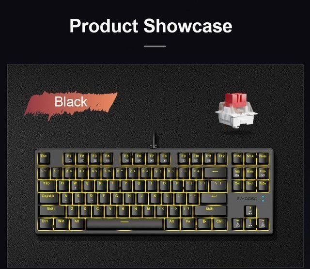 Клавиатура/ E-Yosoo Z-87 GamingMechanical Keyboard  red switch