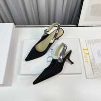 Sandale Christian Dior J'Adior negru satin toc 6.5 cm, pantofi Premium