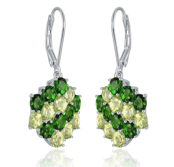 Натуральный хризолит хромдиопсид серебро серьги