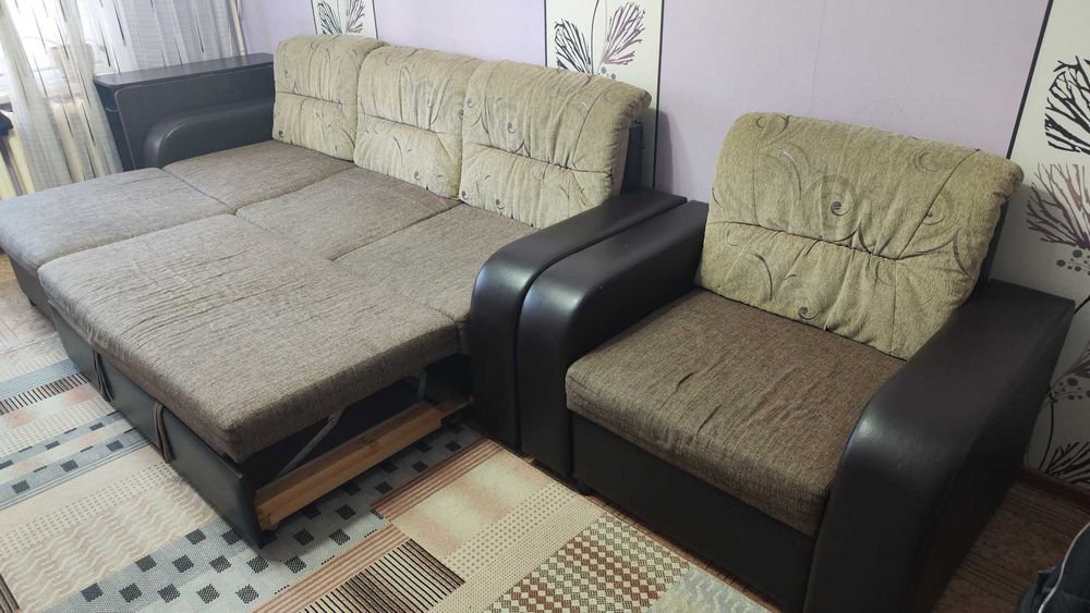 Диван угловой раскладной с креслом