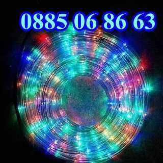 Многоцветен Коледен маркуч 10 м, светещ маркуч, контролер с 8 степени