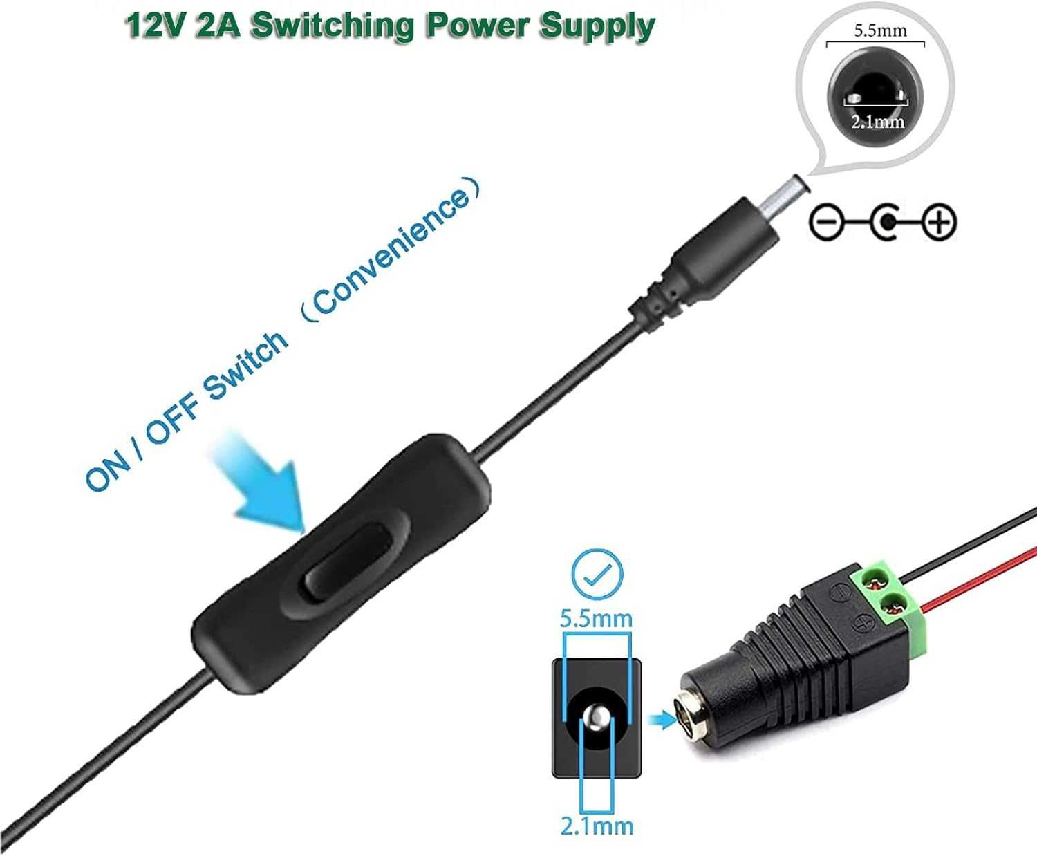 Adaptor alimentare Gonine 12V 2A 24W AC 100-240V DC 12V bandă LED