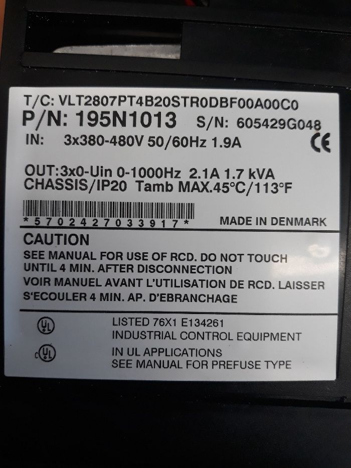 Честотен регулатор(инвертор) Danfoss 0,75кw 400V
