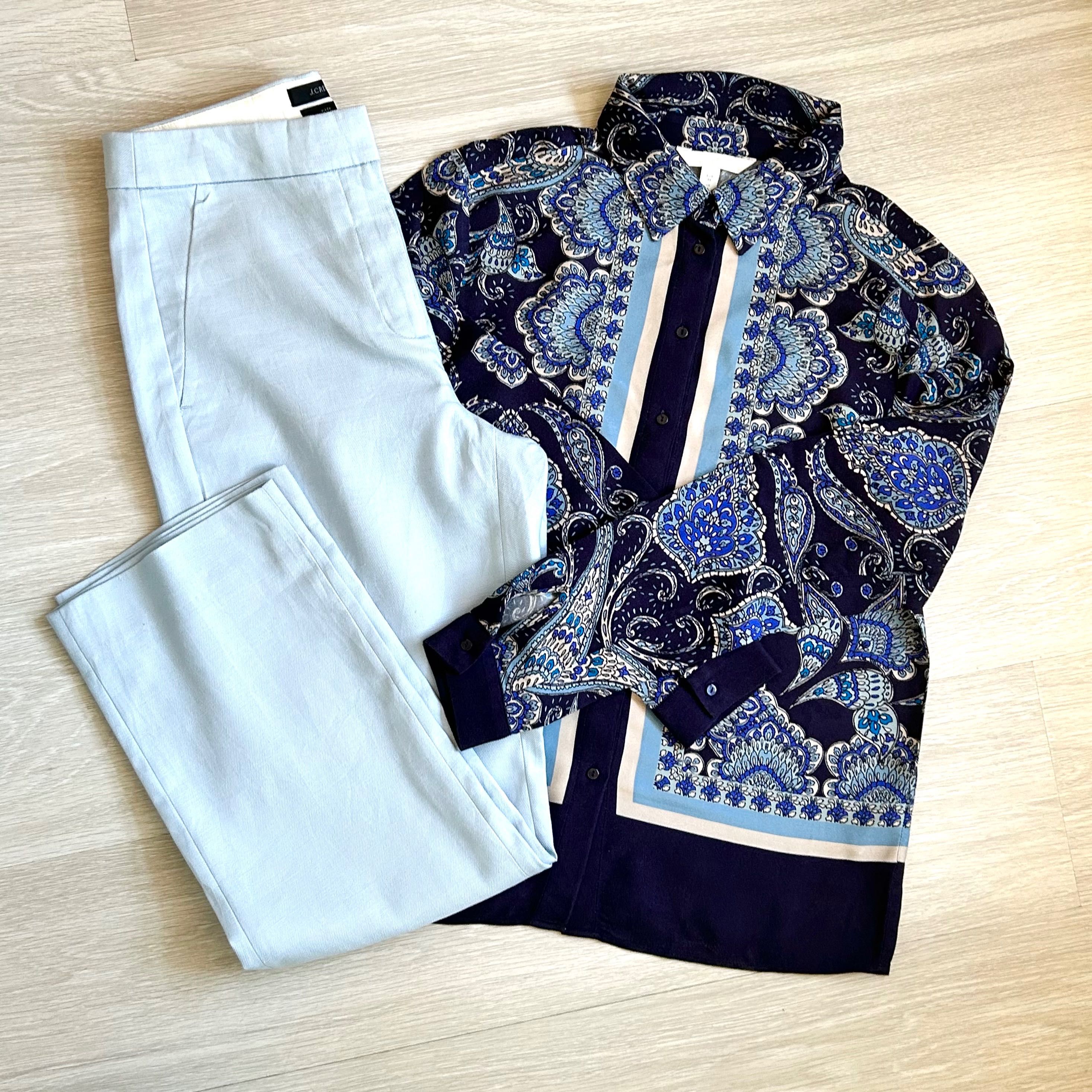 J.Crew елегантен панталон и авангардна риза/туника H&M