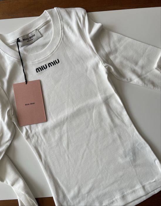 Дамска памучна бяла блуза Miu*miu*