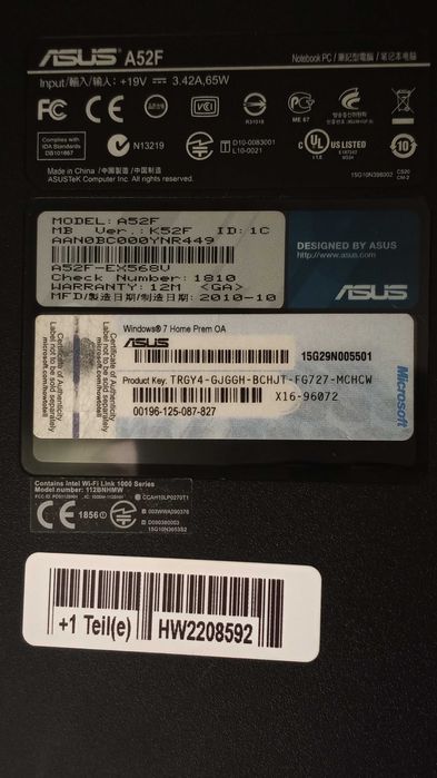 Лаптоп Asus A52F