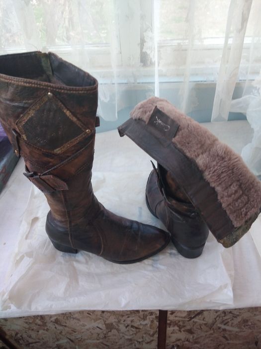 Сапоги теплые из натуральной кожи