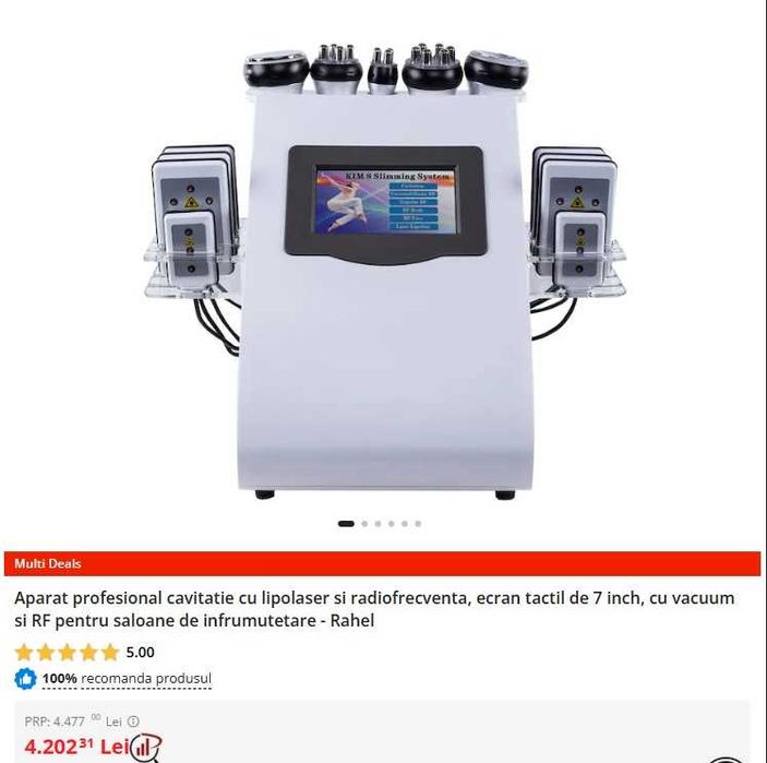 Aparat profesional cavitație cu lipolaser, radiofrecvență vaccum