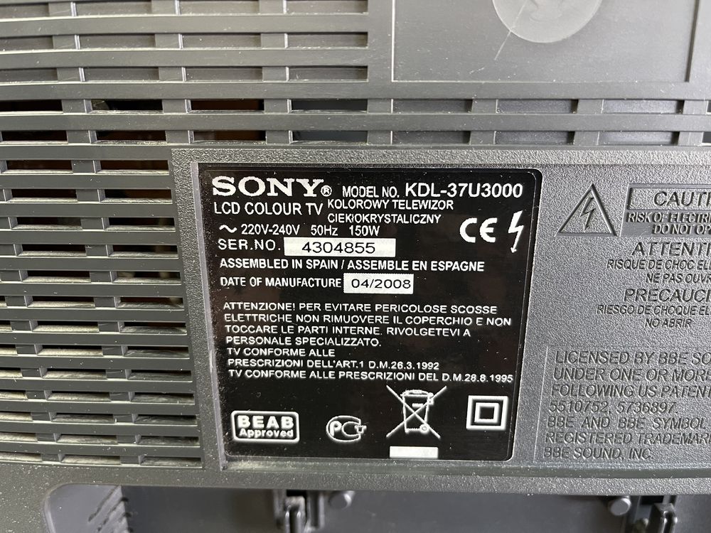 Телевизор SONY LCD 37” - KDL-37U3000