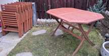 Set terasa / mobilier gradina cu masa pliabila, 6 scaune, lemn