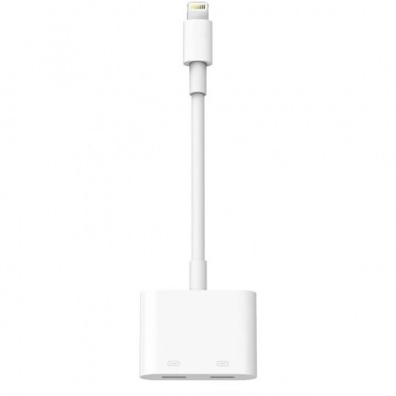 Adaptor cu două conectoare lightning, pentru încărcare şi audio iPhone