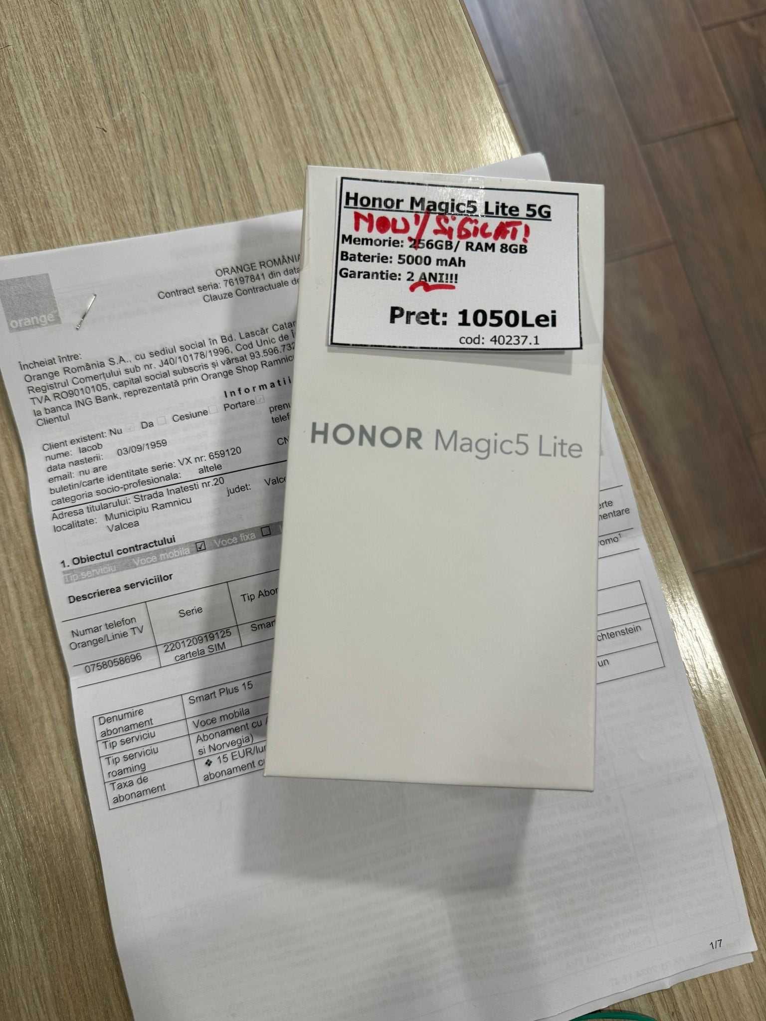Honor Magic 5 Lite, 8GB RAM, 256GB, 5G/Green, Sigilat, Garantie 2 ANI!