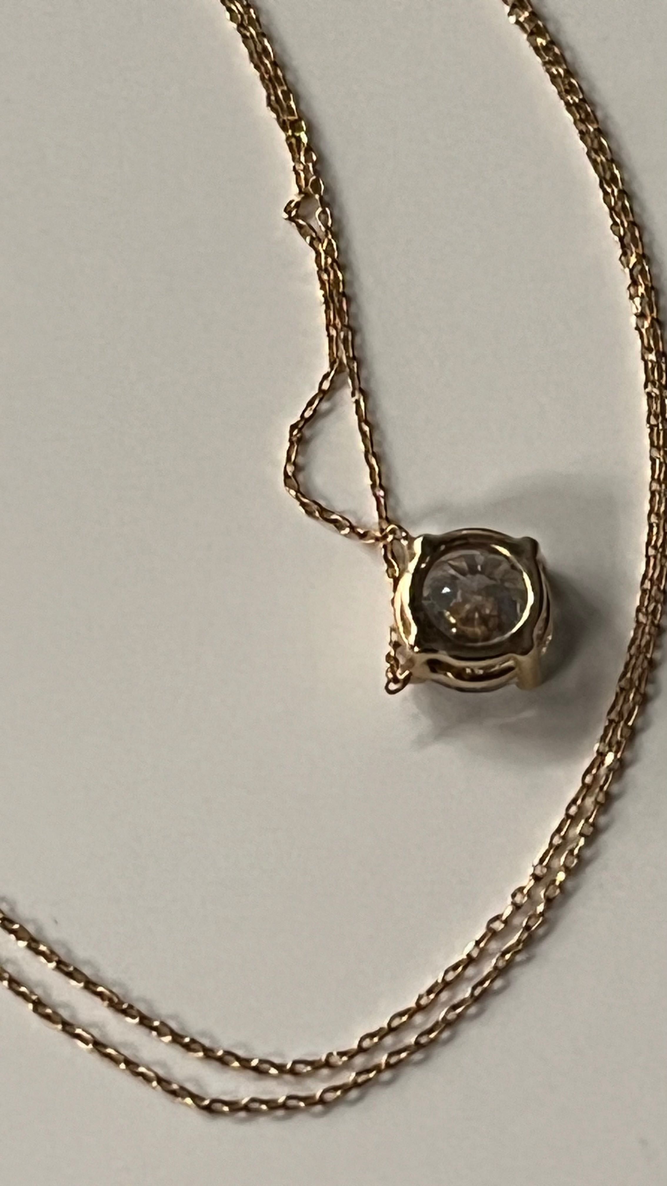 Колие с диамант - злато 14К / 1 carat